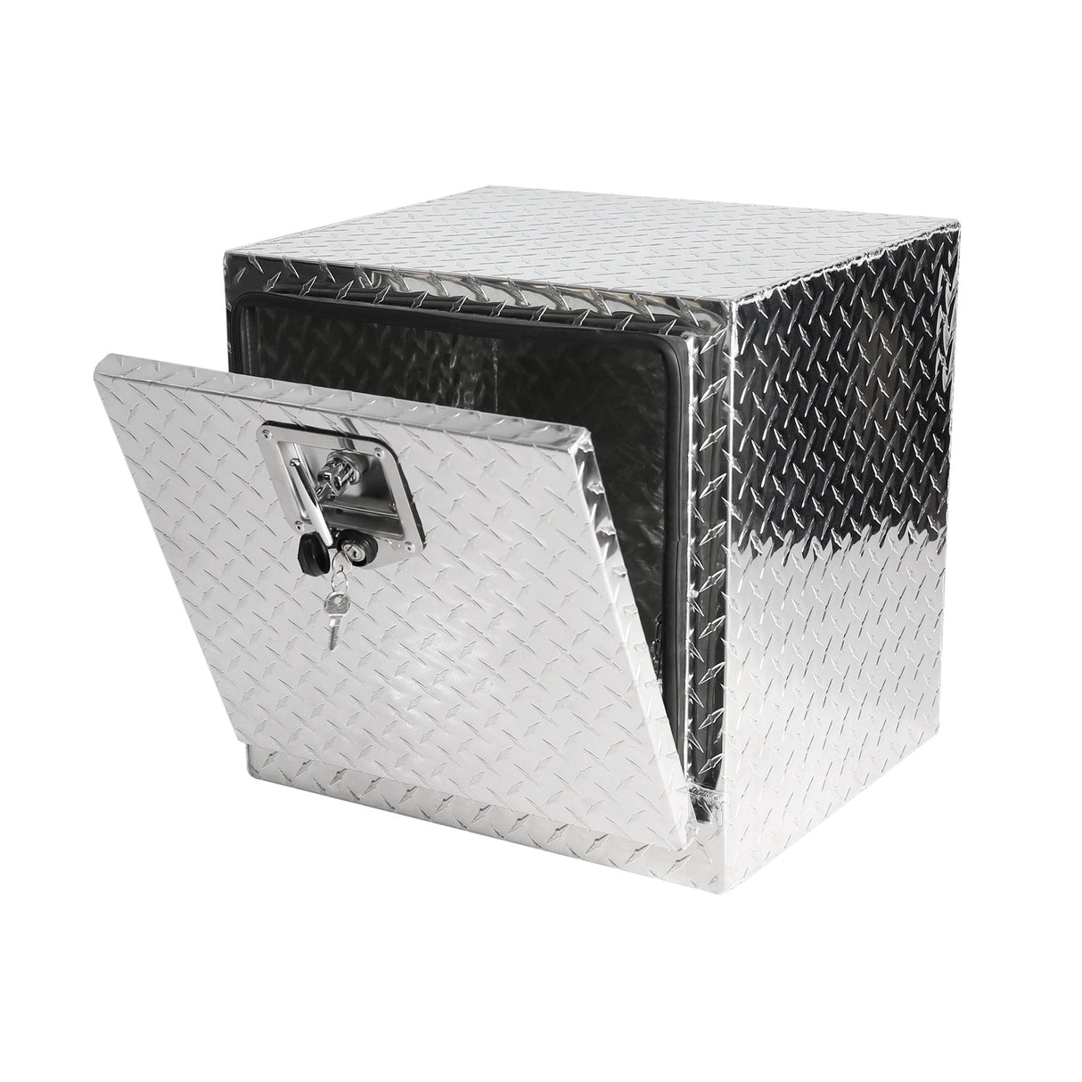 18 Inch Truck Box Heavy Duty Aluminum Diamond Plate Tool Underbody Box Waterproof with T - Handle Lock and Keys Silver - Fab Heavy Parts