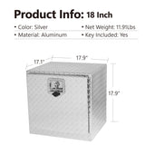 18 Inch Truck Box Heavy Duty Aluminum Diamond Plate Tool Underbody Box Waterproof with T - Handle Lock and Keys Silver - Fab Heavy Parts