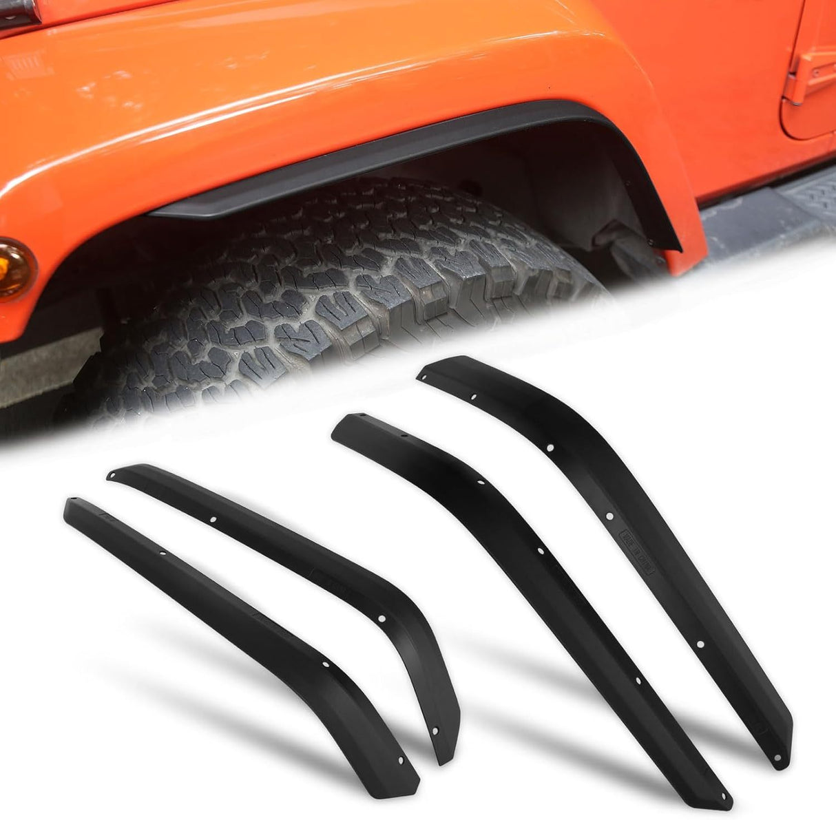 4 PCS Front & Rear Fender Flares Fits for 2007-2018 Jeep Wrangler JK JKU Off-Road Wheel Flares Liner