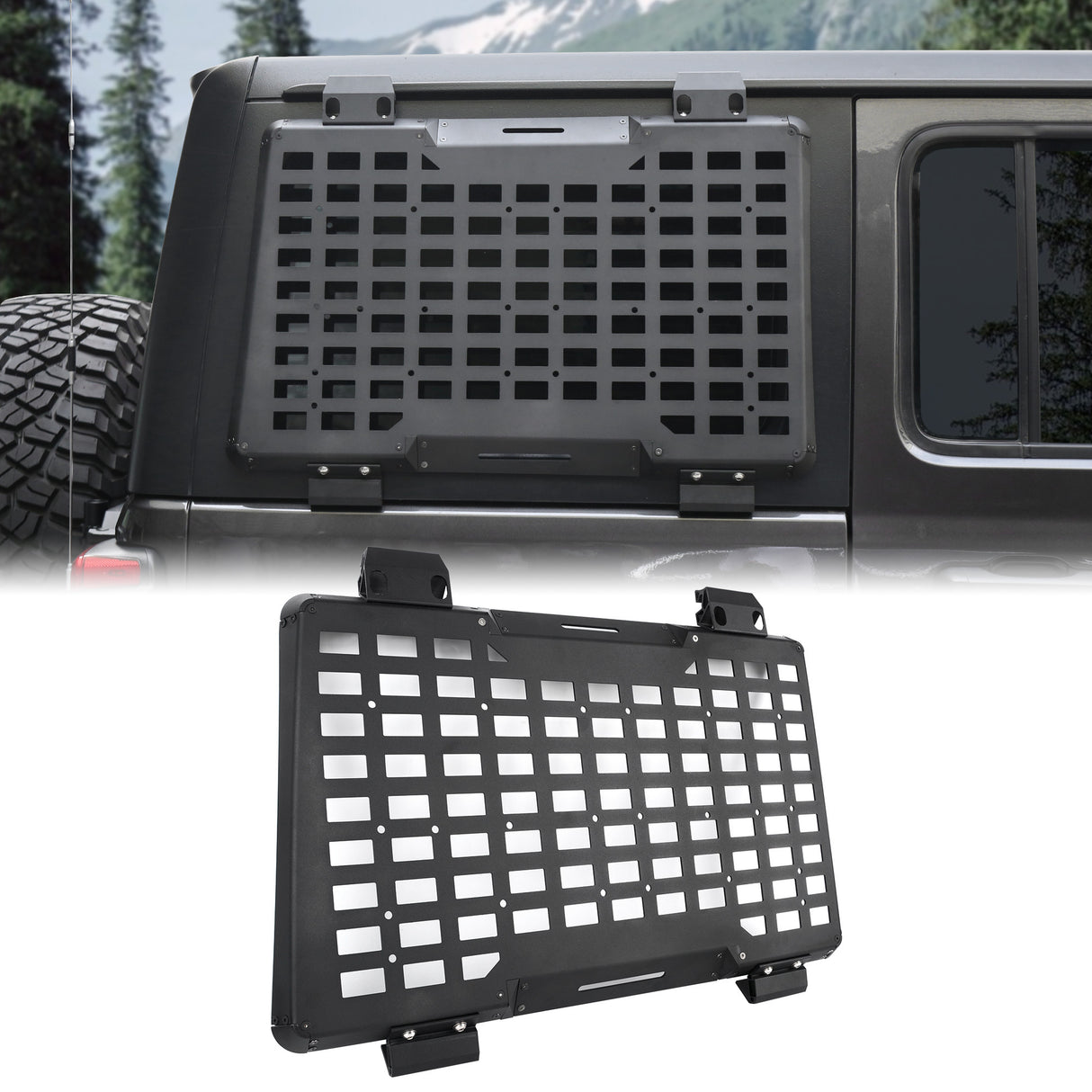 Rear Window Molle Panel Modular Storage for 2018-2023 Jeep Wrangler JL 4 Doors Right Side (Passenger Side)