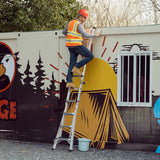 17ft Multi-Position Foldable Aluminum Ladder A-Frame and Straight Ladder ANSI 250lbs--Grey