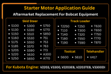 12V Starter Motor 6676957 6685190 for Kubota Engine V2203 V3300 Aftermarket Replacement For Bobcat T2250 V417 5600 773 A300 A770 S750 S770 S850 T750 T770 T870