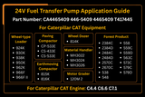 Pompe de transfert de carburant 24V 446-5409 4465409, convient pour Caterpillar CAT C4.4 C6.6 C7.1 312E 312F 313F 924K 930K 938K