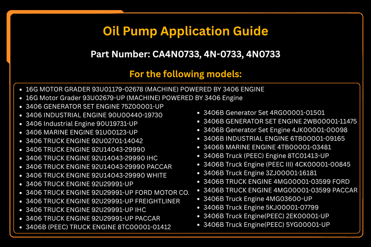 Oil Pump 4N-0733 4N0733 Fits for Caterpillar CAT 3406 3406B 3406C 3406E Engine