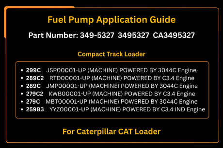 Bomba de combustible 349-5327 3495327 compatible con Caterpillar CAT Loader 299C 289C 279C 277C 259B3 256C 246C motor 3044C C3.4