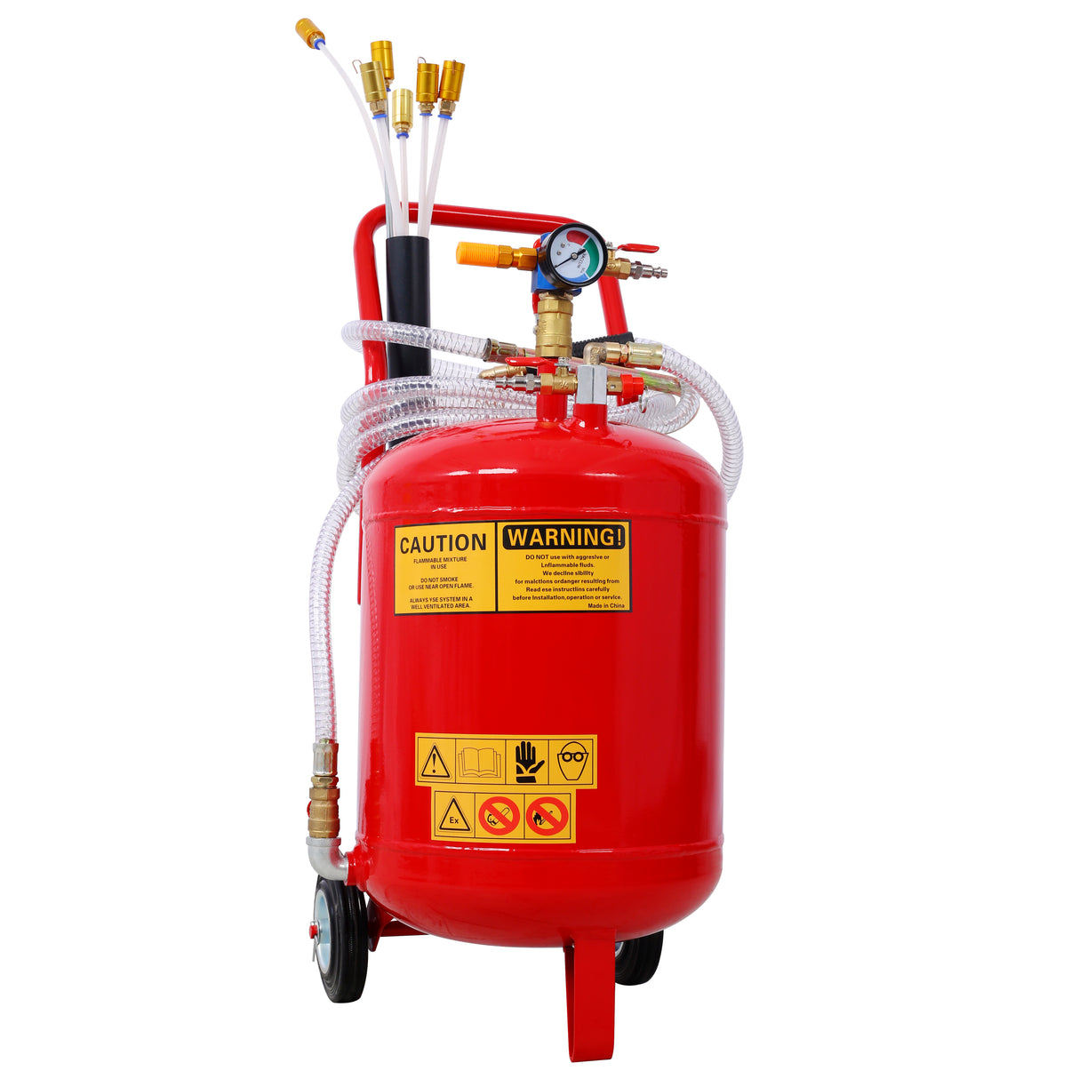 24L 6.3 Gallon Air Pneumatic Waste Oil Extractor Portable Oil Drain Tank Professional Integrated Level Gauge