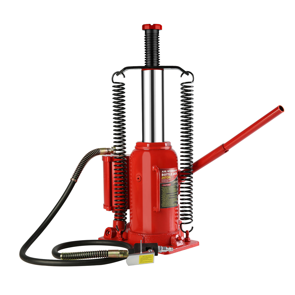 20 Ton Air Hydraulic Bottle Jack with Manual Hand Pump--Red