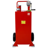 30 Gallon Gas Caddy With Wheels Reversible Rotary Hand Siphon Pump Storage--Red