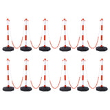 12 Pack Traffic Delineator Post Cones with Fillable Base Adjustable Safety Barrier with 5Ft Plastic Chain--White+Red