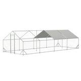 10' L x 26 W x 6.56' H Large Metal Walk-in Chicken Coop Galvanized Wire with Waterproof and Anti-Ultraviolet Cover