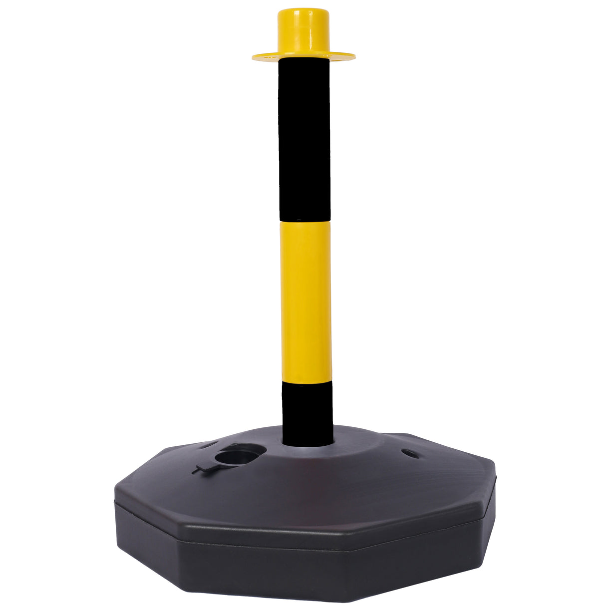 4 Pack Traffic Delineator Post Cones with Fillable Base Adjustable Safety Barrier with 5Ft Plastic Chain--Yellow+Black