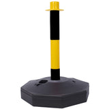 12 Pack Traffic Delineator Post Cones with Fillable Base Adjustable Safety Barrier with 5Ft Plastic Chain--Yellow+Black