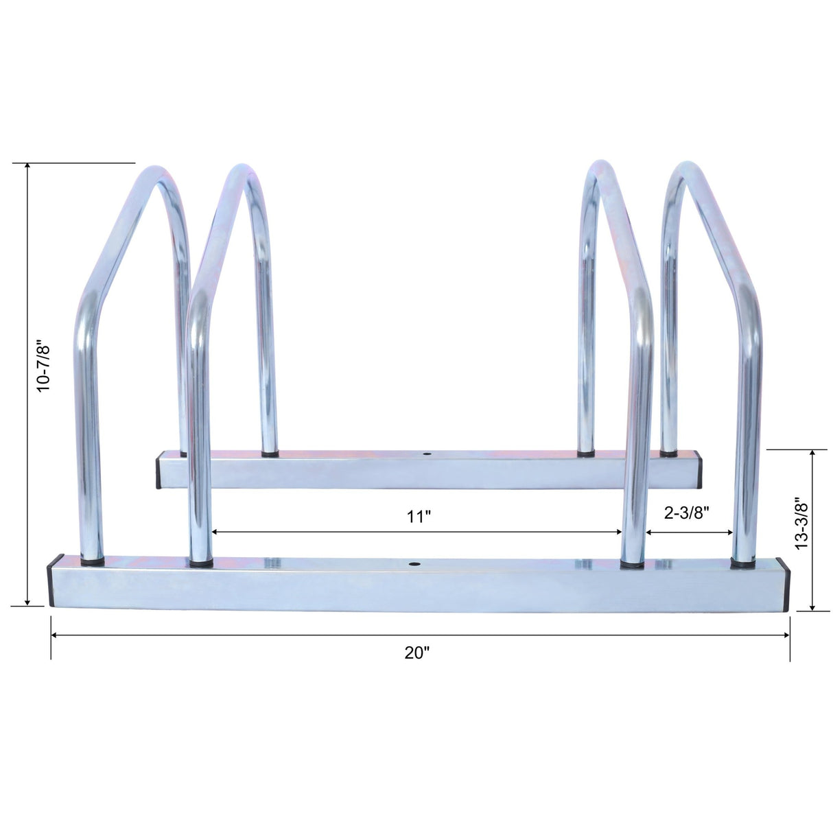 2 Bikes Floor Bike Stand Parking Rack 22 - 28" Wheel Max Tire Width 2.15" Galvanization - Fab Heavy Parts