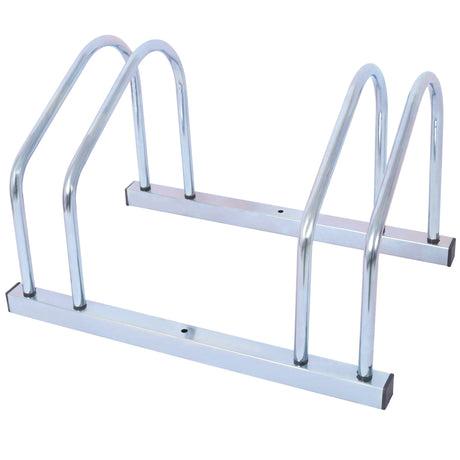 2 Bikes Floor Bike Stand Parking Rack 22 - 28" Wheel Max Tire Width 2.15" Galvanization - Fab Heavy Parts