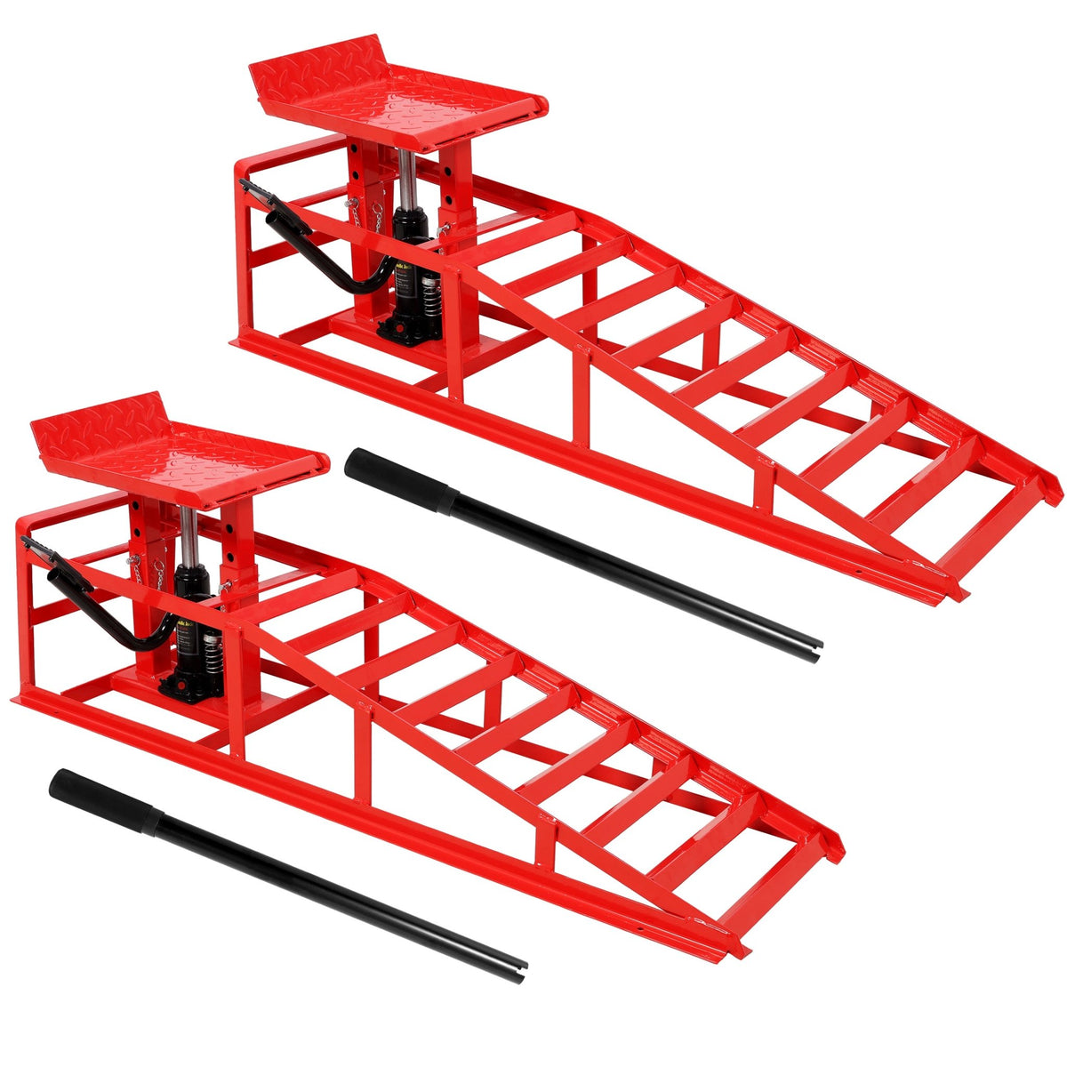 2 Pack 5 Ton Auto Car Truck Service Ramps Lifts with Pedal--Red - Fab ...