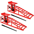 2 Pack 5 Ton Auto Car Truck Service Ramps Lifts with Pedal - Red - Fab Heavy Parts