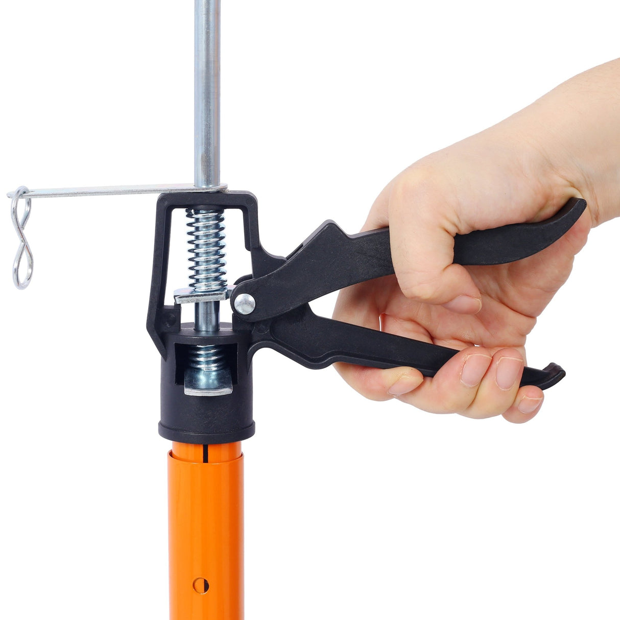 2 Pack Adjustable Support Pole Steel 3rd Hand System Rod for Jacks Cargo Bars Drywalls Cabinet Jacks for Installing Cabinets Extends from 45 to 114 Inch with Carrry Bag - Orange - Fab Heavy Parts
