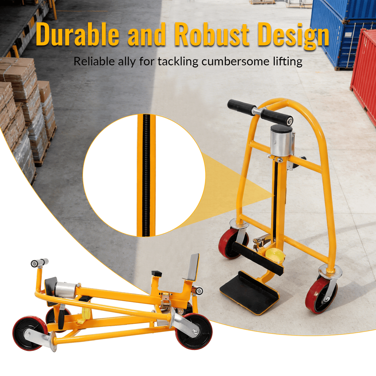2 Pack Heavy Duty Furniture and Crate Mover Industrial Machinery Mover - Yellow - Fab Heavy Parts