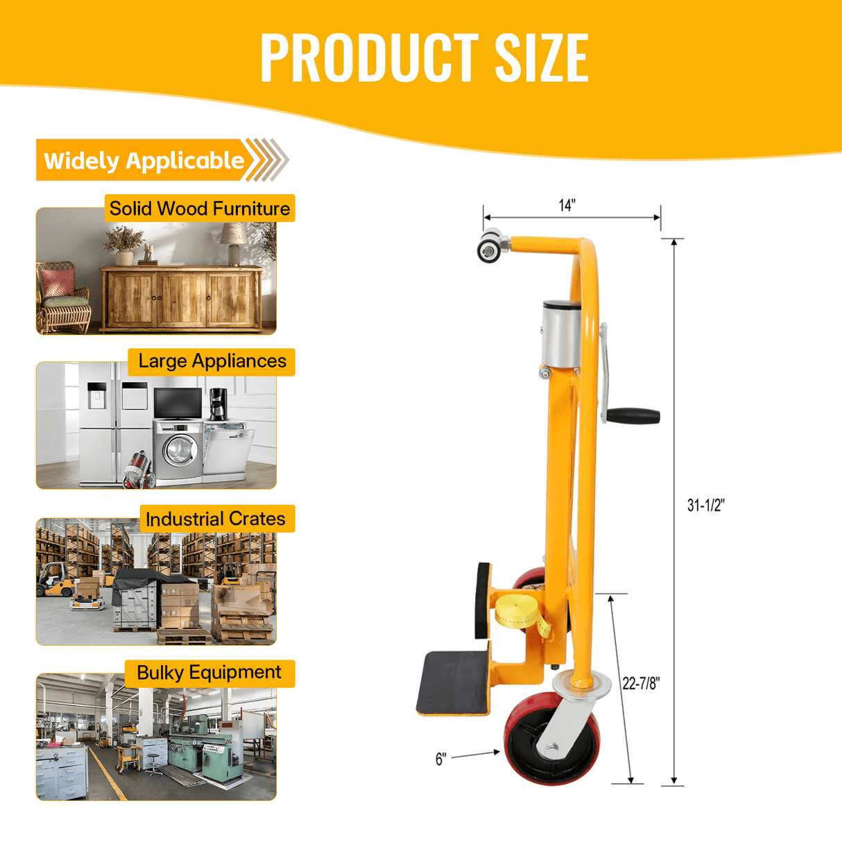 2 Pack Heavy Duty Furniture and Crate Mover Industrial Machinery Mover - Yellow - Fab Heavy Parts