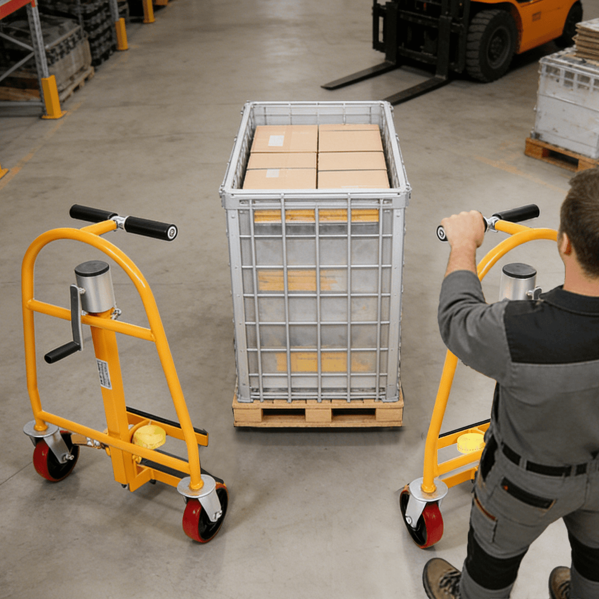 2 Pack Heavy Duty Furniture and Crate Mover Industrial Machinery Mover - Yellow - Fab Heavy Parts