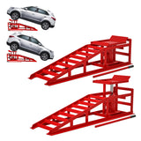 2 Pack Hydraulic Car Ramps 5T 11000lbs Low Profile Car Lift Service Ramps Truck Trailer Garage - Red - Fab Heavy Parts