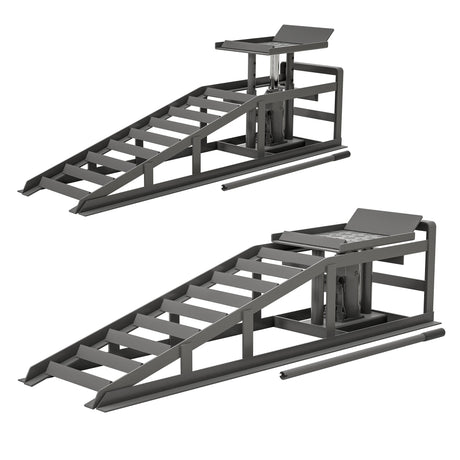 2 Pack Hydraulic Car Ramps 5T 11000lbs Low Profile Lift Service Truck Trailer Garage Height Vehicle - Gray - Fab Heavy Parts