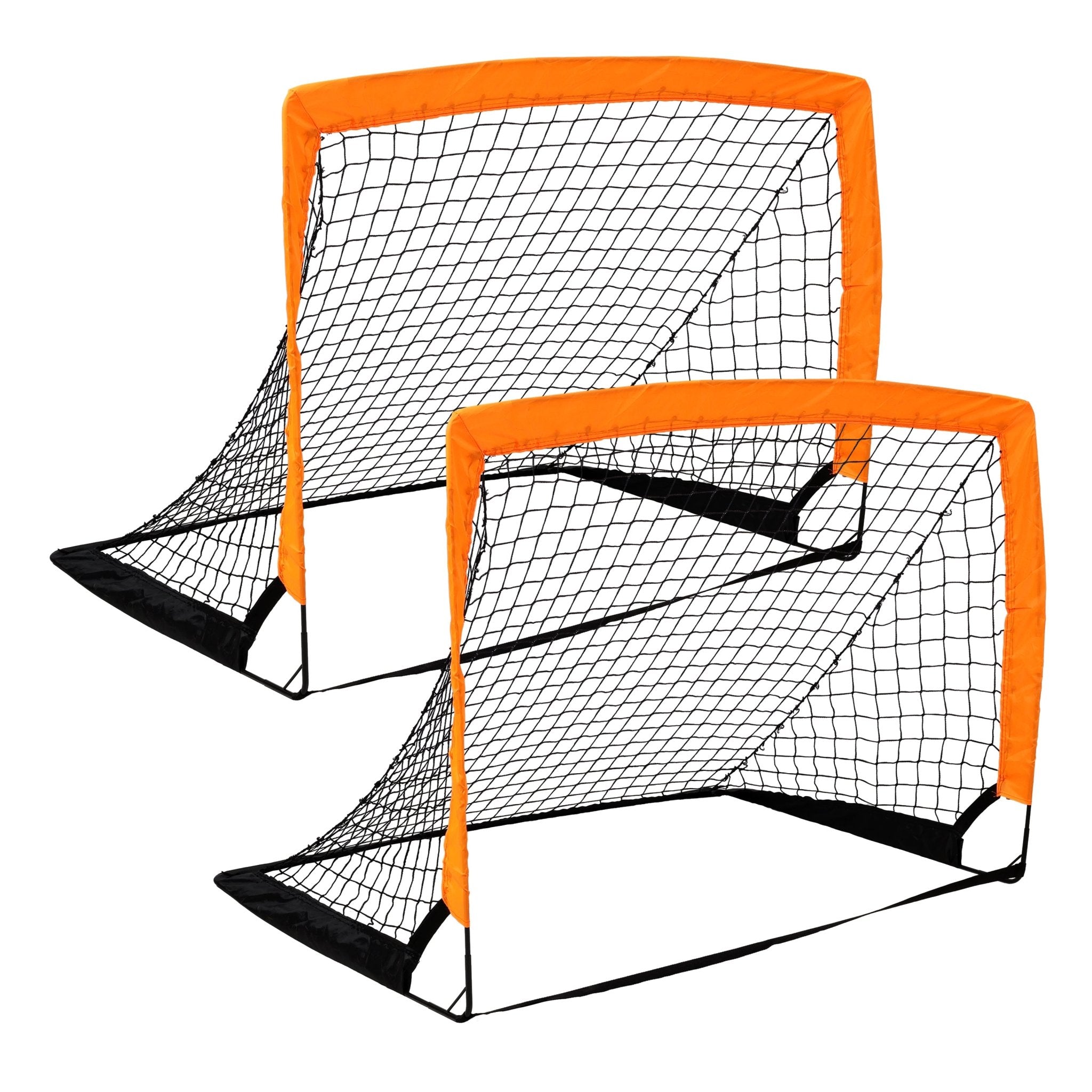 2 Pack Pop Up Soccer Goals Portable Soccer Nets for Backyard Games & Soccer Training - Orange - Fab Heavy Parts