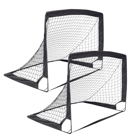 2 Pack Pop Up Soccer Goals Portable Soccer Nets for Kids Youth Adults Outdoor Soccer Goal Set - Black - Fab Heavy Parts