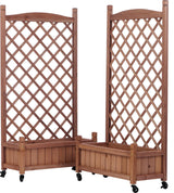 2 Pack Raised Garden Bed with Trellis Wooden Planter Box & Plant Stand with Climbing Racks - Fab Heavy Parts