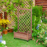 2 Pack Raised Garden Bed with Trellis Wooden Planter Box & Plant Stand with Climbing Racks - Fab Heavy Parts