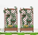2 Pack Raised Garden Bed with Trellis Wooden Planter Box & Plant Stand with Climbing Racks - Fab Heavy Parts