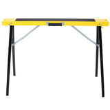 2 Pack Saw Horses Folding Portable Work with Fast Open Legs Convenient Handle Heavy Duty Steel Sawhorse Fully Assembled - Yellow+Black - Fab Heavy Parts