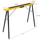 2 Pack Saw Horses Folding Portable Work with Fast Open Legs Convenient Handle Heavy Duty Steel Sawhorse Fully Assembled - Yellow+Black - Fab Heavy Parts
