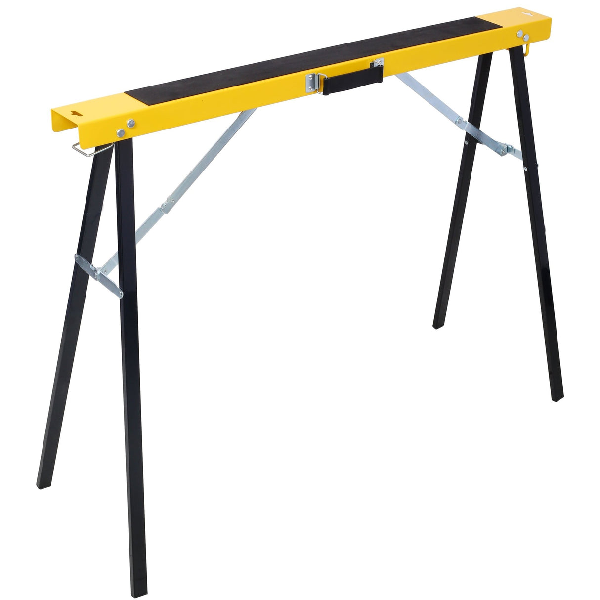 2 Pack Saw Horses Folding Portable Work with Fast Open Legs Convenient Handle Heavy Duty Steel Sawhorse Fully Assembled - Yellow+Black - Fab Heavy Parts