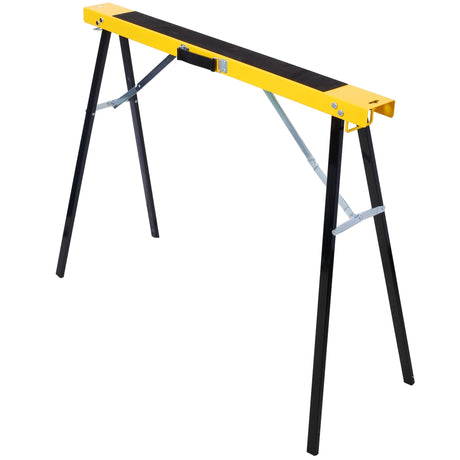 2 Pack Saw Horses Folding Portable Work with Fast Open Legs Convenient Handle Heavy Duty Steel Sawhorse Fully Assembled - Yellow+Black - Fab Heavy Parts
