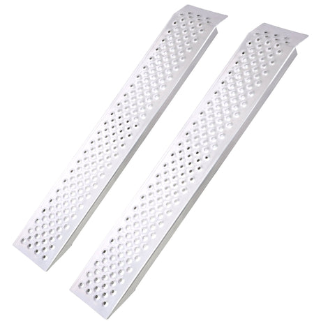 2 PCS 4FT Aluminum Shed Ramps Four Wheeler 880 Lbs Capacity - Silver - Fab Heavy Parts