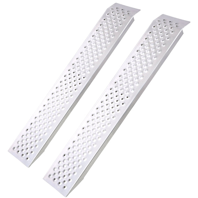 2 PCS 4FT Aluminum Shed Ramps Four Wheeler 880 Lbs Capacity - Silver - Fab Heavy Parts