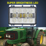 2 PCS 6"x4" LED Headlights Front Hood Light AL152328 Fits for John Deere 5225 5325 5425 5525 5625 - Fab Heavy Parts