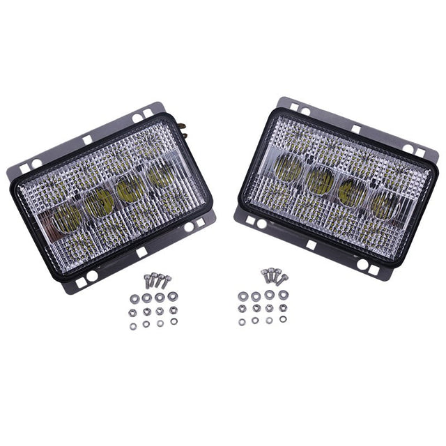 2 PCS 6"x4" LED Headlights Front Hood Light AL152328 Fits for John Deere 5225 5325 5425 5525 5625 - Fab Heavy Parts