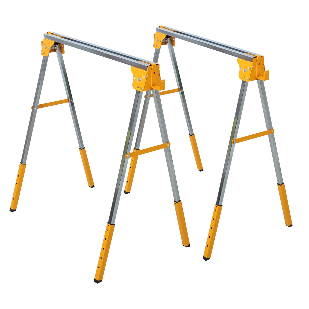 2 PCS Adjustable Height Sawhorse Folding Portable Steel Sawhorse for Garage Workshop Fully Assembled - Fab Heavy Parts