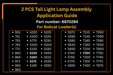 2 PCS Tail Light Lamp Assembly 6670284 Aftermarket Replacement For Bobcat Skid Steer Loader Rear Door - Fab Heavy Parts