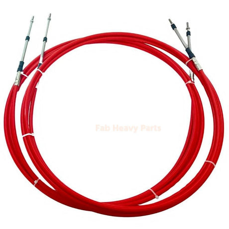 2 Pcs/set 9FT Universal 3300/33C Throttle Cable Fits for Yamaha/ Honda/ Suzuki Boat Control Red - Fab Heavy Parts