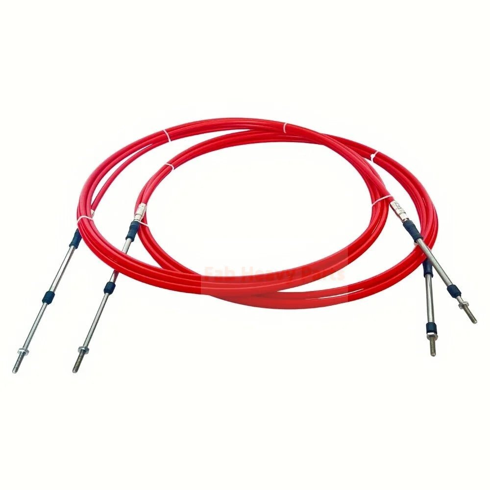 2 Pcs/set 9FT Universal 3300/33C Throttle Cable Fits for Yamaha/ Honda/ Suzuki Boat Control Red - Fab Heavy Parts