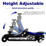 2 Ton 4400lbs Low Profile Floor Jack Hydraulic Lifting Range 85mm/3.35" - 360mm/14.17" - Blue - Fab Heavy Parts