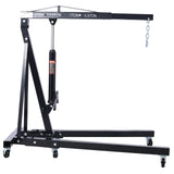 2 Ton Folding Engine Cherry Picker Shop Crane Hoist Lift Heavy Duty Steel with 6 Iron Caster Wheels Black - Fab Heavy Parts