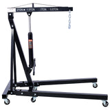 2 Ton Folding Engine Cherry Picker Shop Crane Hoist Lift Heavy Duty Steel with 6 Iron Caster Wheels Black - Fab Heavy Parts