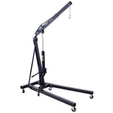 2 Ton Folding Engine Cherry Picker Shop Crane Hoist Lift Heavy Duty Steel with 6 Iron Caster Wheels Black - Fab Heavy Parts