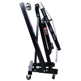 2 Ton Folding Engine Cherry Picker Shop Crane Hoist Lift Heavy Duty Steel with 6 Iron Caster Wheels Black - Fab Heavy Parts