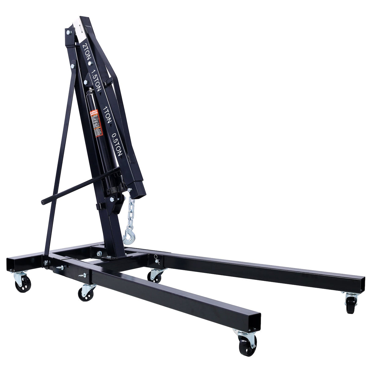 2 Ton Folding Engine Cherry Picker Shop Crane Hoist Lift Heavy Duty Steel with 6 Iron Caster Wheels Black - Fab Heavy Parts