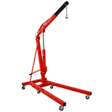 2 Ton Folding Engine Hoist Cherry Picker Shop Crane Lift 4000 lbs Capacity Heavy Duty Steel with 6 Iron Caster Wheels - Red - Fab Heavy Parts